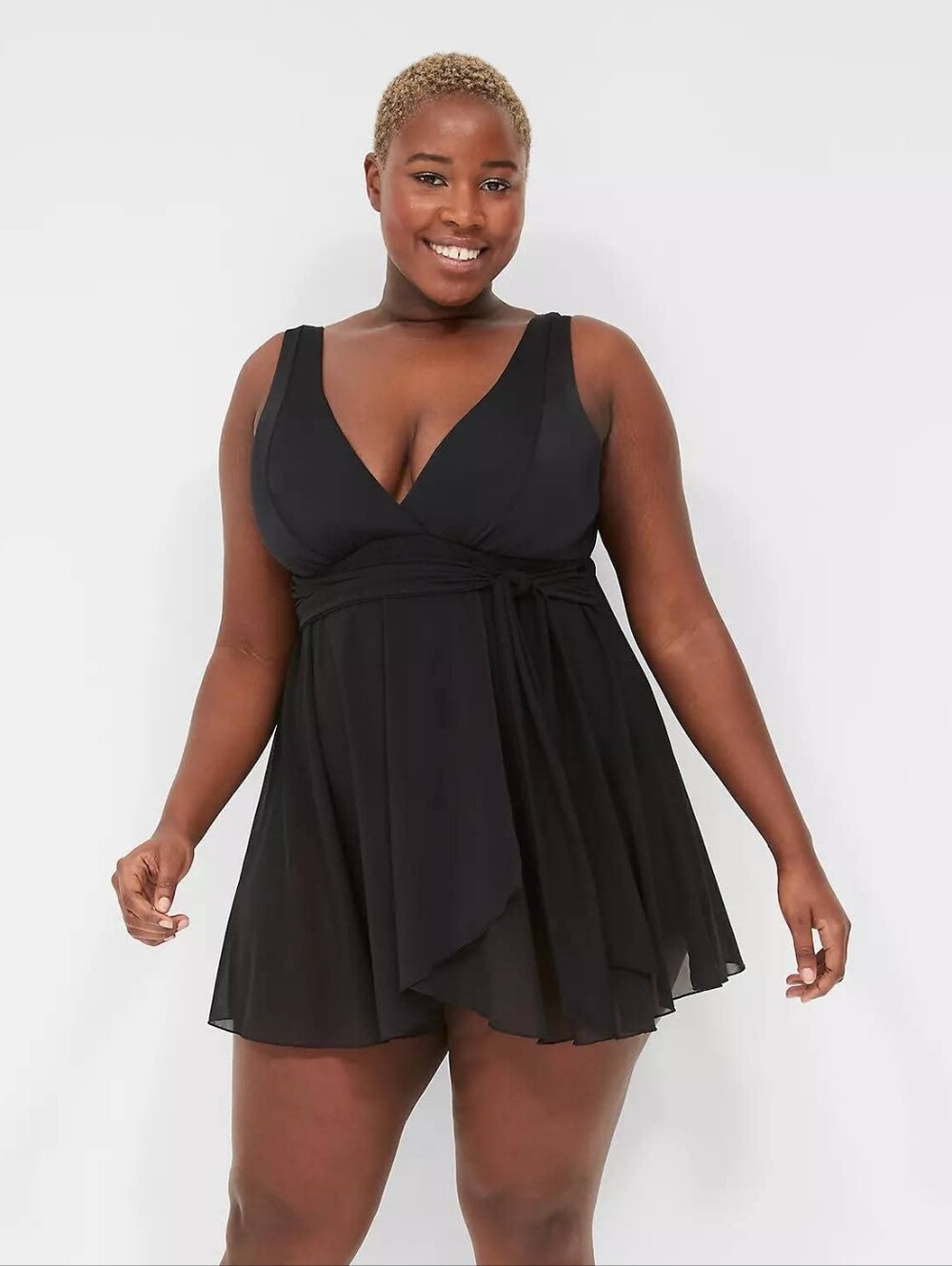 Cacique Black No Wire Wrap Plus Size Swim Dress Size 18 Curvy Swimsuit Beach - Picture 1 of 4